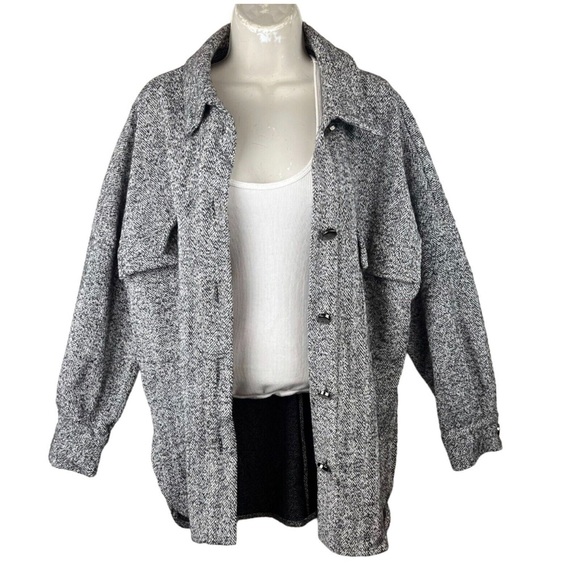 Zara Herringbone Metal Button Down Shirt/Jacket - Picture 4 of 5